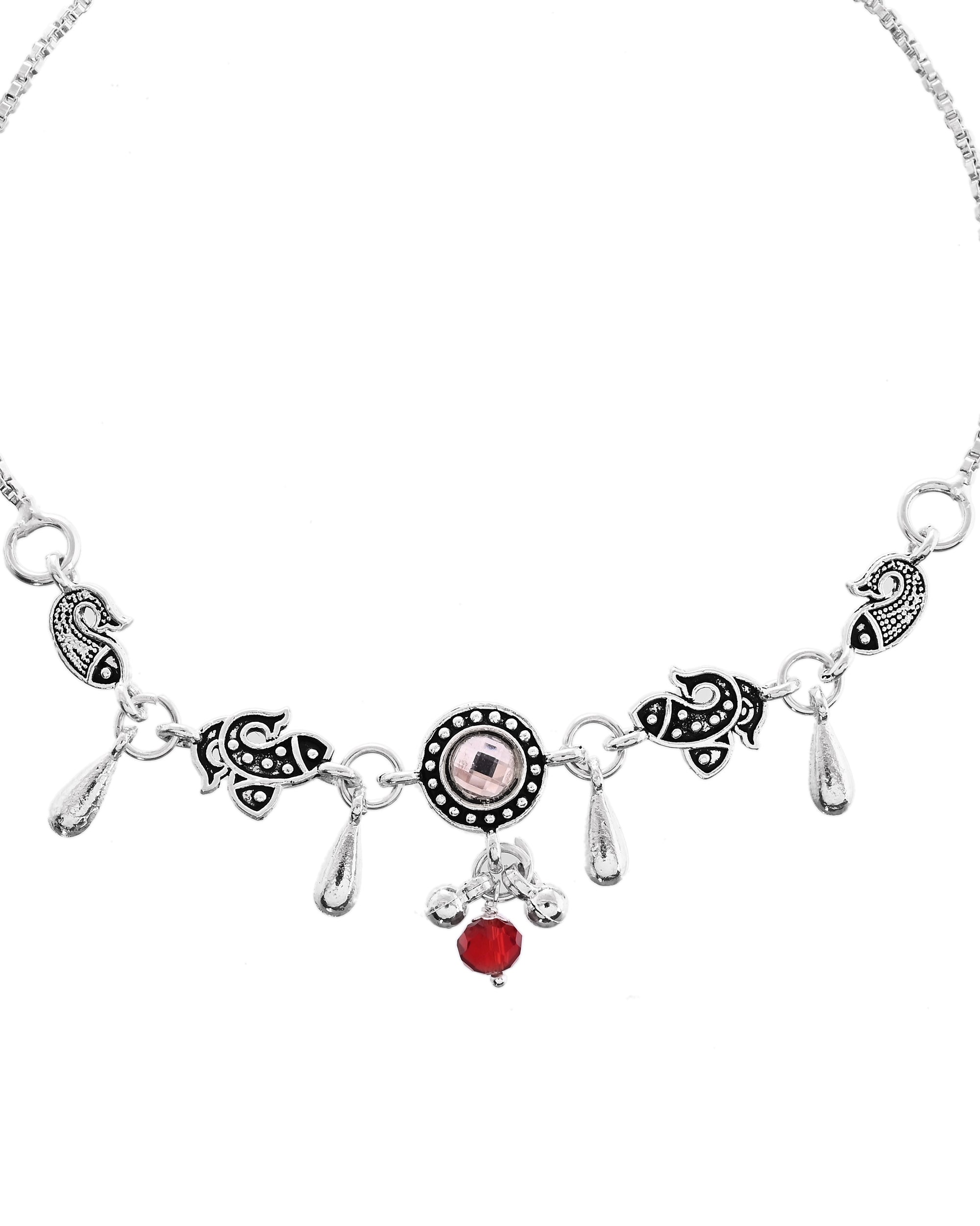 VOJ Set of 2 Silver Toned Fish Designed Anklet