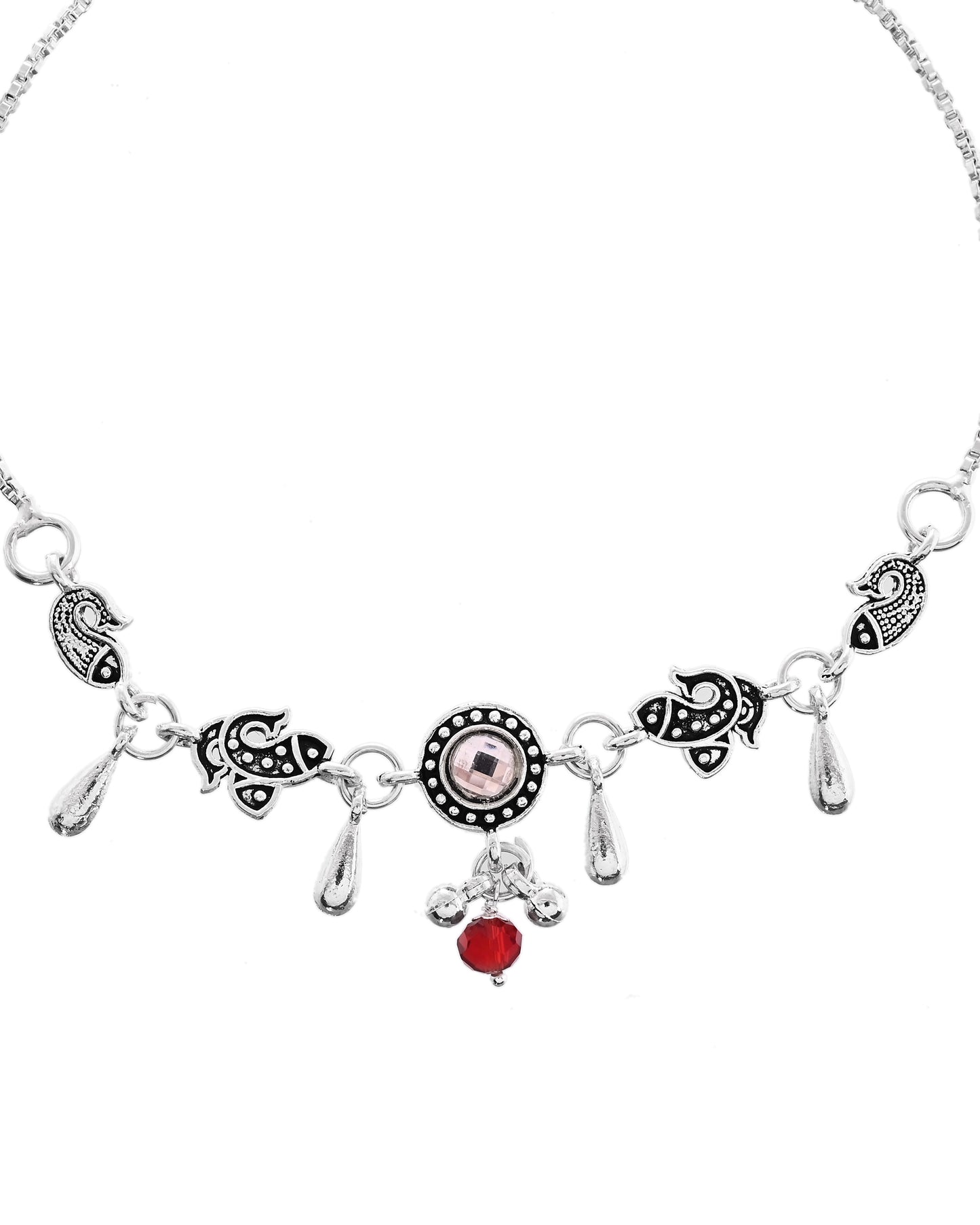 VOJ Set of 2 Silver Toned Fish Designed Anklet - Dista