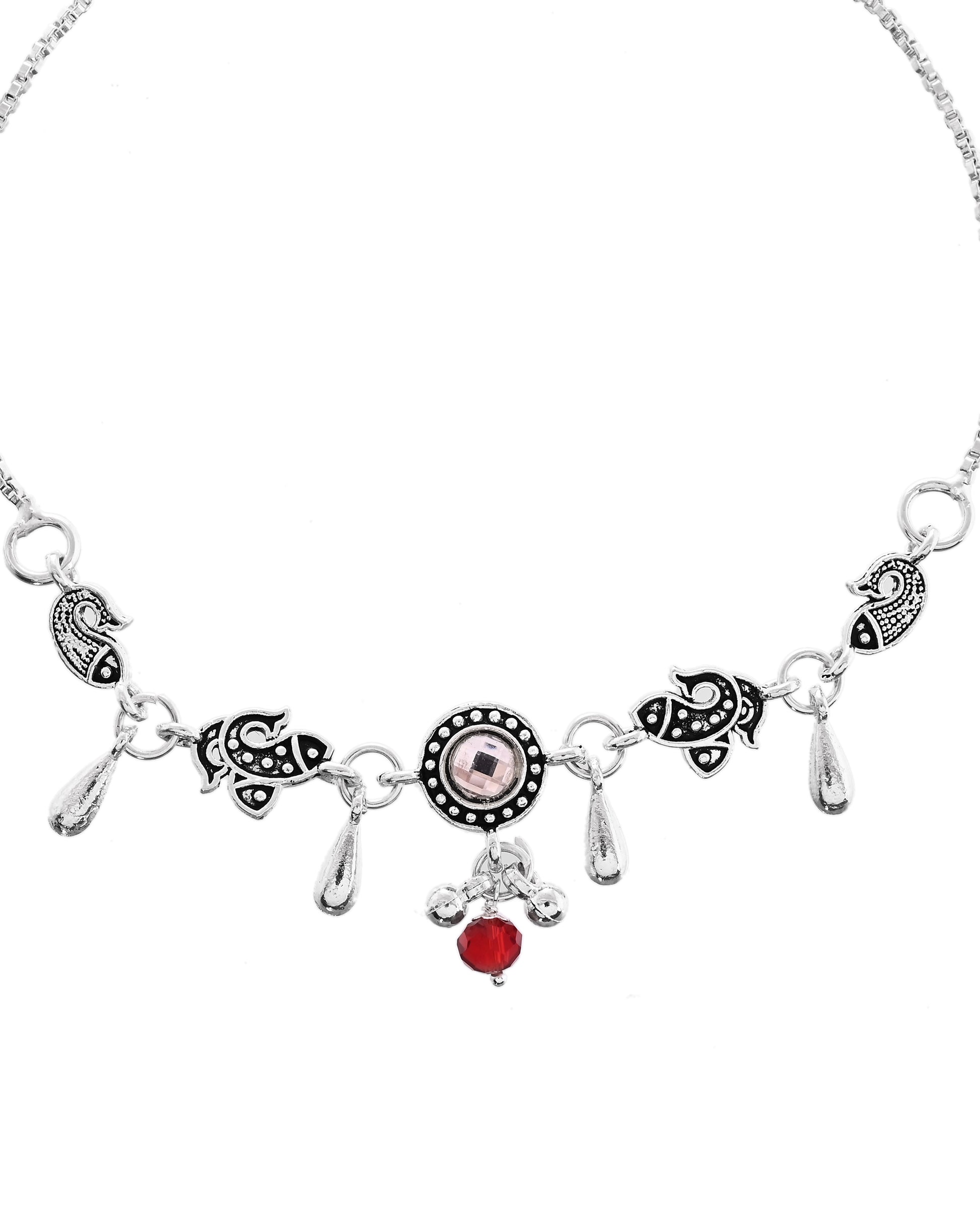 VOJ Set of 2 Silver Toned Fish Designed Anklet - Dista