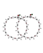 Thumbnail for VOJ Set of 2 Silver Plated Floral Designed Meenakari Anklet