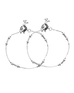 Thumbnail for VOJ Set of 2 Silver Plated Pipe Shaped Designer Anklet