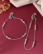 Thumbnail for VOJ Set of 2 Silver Plated Pipe Shaped Designer Anklet