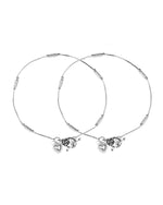 Thumbnail for VOJ Set of 2 Silver Plated Pipe Shaped Handcrafted Anklet