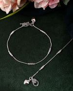 Thumbnail for VOJ Set of 2 Silver Plated Pipe Shaped Handcrafted Anklet
