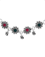 Thumbnail for VOJ Set of 2 Silver Plated Floral Designed Stone Studded Anklet