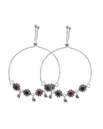 Thumbnail for VOJ Set of 2 Silver Plated Floral Designed Stone Studded Anklet