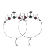 Thumbnail for VOJ Set of 2 Silver Plated Stone Studded Designer Anklet