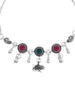 Thumbnail for VOJ Set of 2 Silver Plated Stone Studded Designer Anklet