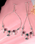 Thumbnail for VOJ Set of 2 Silver Plated Stone Studded Designer Anklet