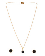 Thumbnail for VOJ Gold Polished Stainless Steel Black Pearl Studded Chain Set