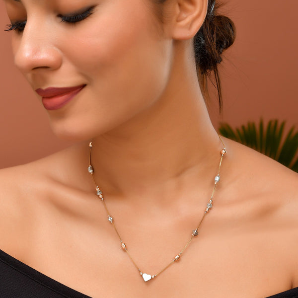 VOJ Stainless Steel Hand Crafted Rose Gold Polished Beaded Chain