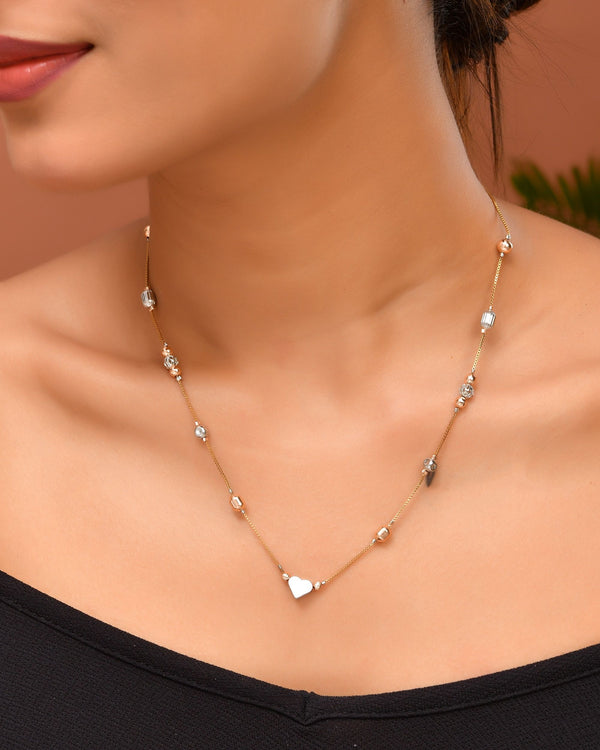 VOJ Stainless Steel Hand Crafted Rose Gold Polished Beaded Chain