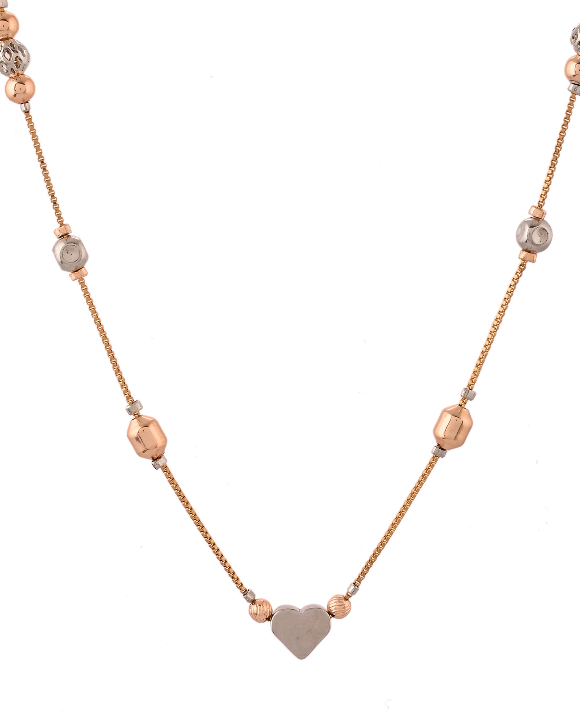 VOJ Stainless Steel Hand Crafted Rose Gold Polished Beaded Chain