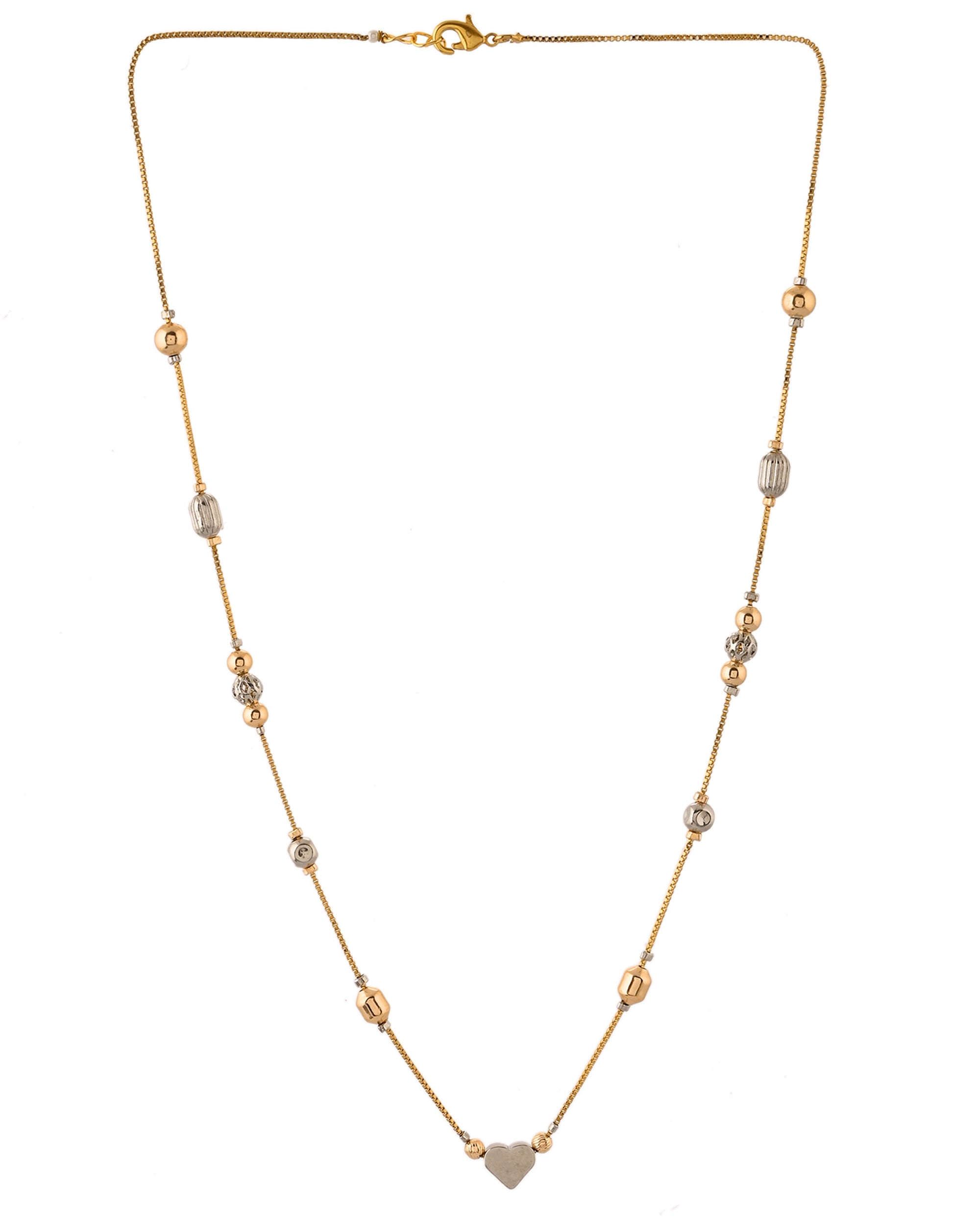 VOJ Stainless Steel Hand Crafted Rose Gold Polished Beaded Chain