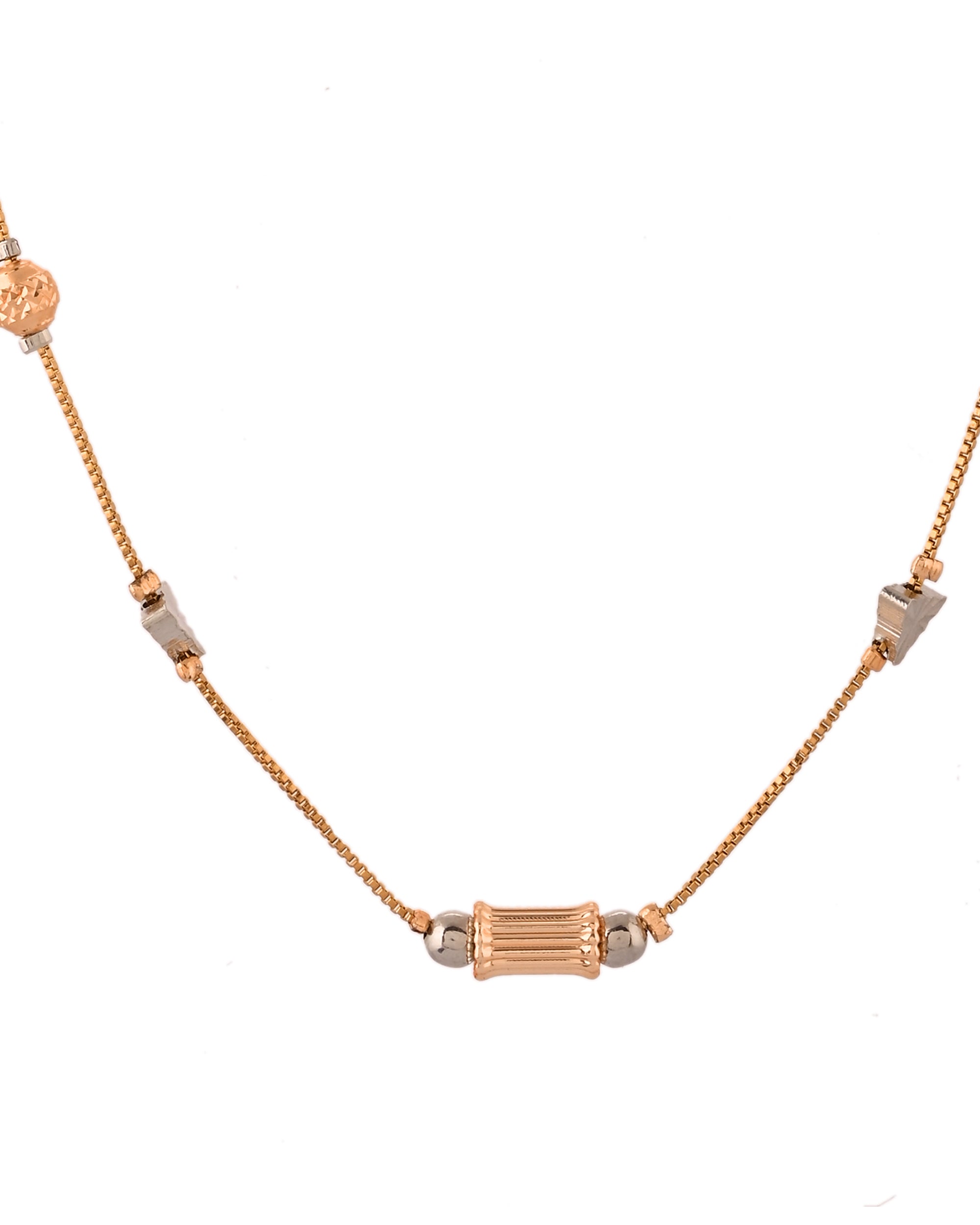 VOJ Stainless Steel Hand Crafted Rose Gold Polished Chain With Beads