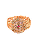 Thumbnail for VOJ Stainless Steel Gold Polished Kundan Studded Wraparound Circular Bracelet
