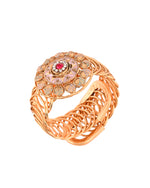 Thumbnail for VOJ Stainless Steel Gold Polished Kundan Studded Wraparound Circular Bracelet