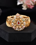 Thumbnail for VOJ Stainless Steel Gold Polished Kundan Studded Wraparound Bracelet