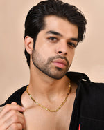Thumbnail for VOJ Men's Gold Polished Stainless Steel Biscuit Chain With Hand Crafted Design