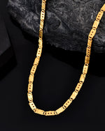 Thumbnail for VOJ Men's Gold Polished Stainless Steel With Hand Crafted Design Biscuit Chain
