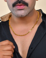 Thumbnail for VOJ Men's Gold Polished Stainless Steel Biscuit Chain With Hand Crafted Design - Distacart