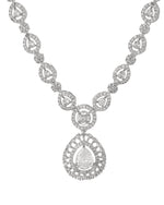 Thumbnail for VOJ Silver Plated AD Stone Studded Elegant Necklace And Earrings Set