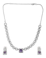 Thumbnail for VOJ Silver Plated Geometric Shaped CZ Stone Studded Jewellery Set