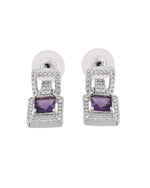 Thumbnail for VOJ Silver Plated Geometric Shaped CZ Stone Studded Jewellery Set