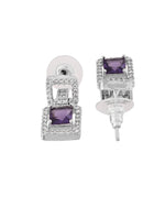 Thumbnail for VOJ Silver Plated Geometric Shaped CZ Stone Studded Jewellery Set