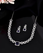 Thumbnail for VOJ Silver Plated Geometric Shaped CZ Stone Studded Jewellery Set
