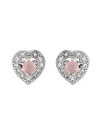 Thumbnail for VOJ Silver Plated Baby Pink Stone Studded Heart Shaped Chain Set