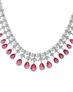 Thumbnail for VOJ Silver Plated CZ And Pearl Studded Handcrafted Necklace With Earrings Set