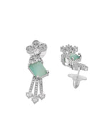 Thumbnail for VOJ Silver Plated CZ Stone Studded Designer Necklace With Earrings Set