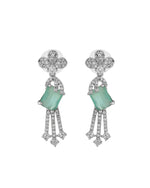 Thumbnail for VOJ Silver Plated CZ Stone Studded Designer Necklace With Earrings Set