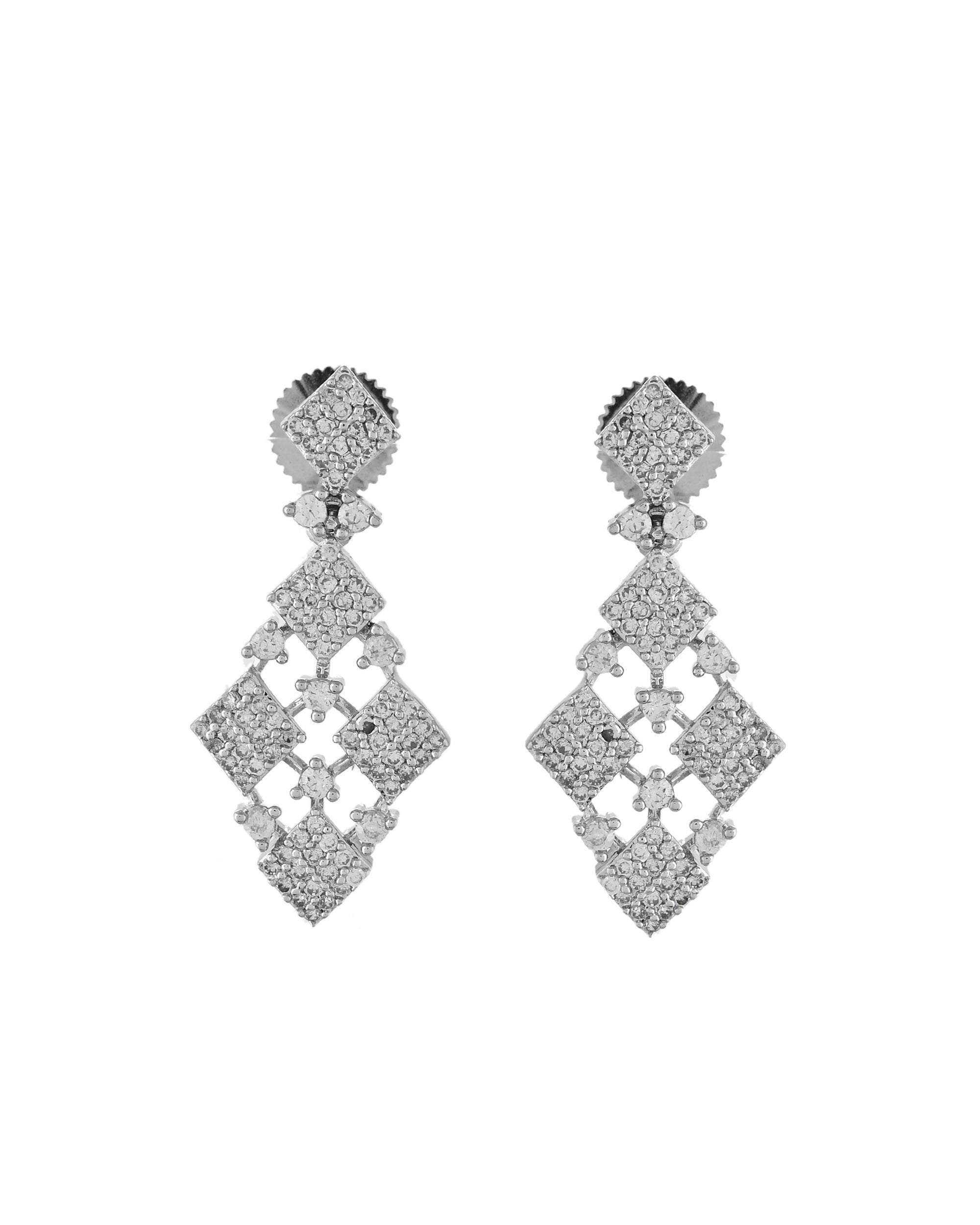 VOJ Silver Plated AD Stone Studded Hand Crafted Jewellery Set