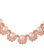 Thumbnail for VOJ Rose-Gold Polished AD And Pearl Studded Jewellery Set