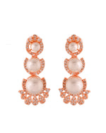 Thumbnail for VOJ Rose-Gold Polished AD And Pearl Studded Jewellery Set