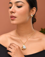 Thumbnail for VOJ Gold Polished CZ Stone Studded Geometrical Jewellery Set