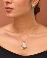 Thumbnail for VOJ Gold Polished CZ Stone Studded Geometrical Jewellery Set