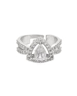 Thumbnail for VOJ Silver-Plated AD-Stone-Studded Adjustable Finger Ring