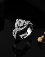 Thumbnail for VOJ Silver-Plated AD-Stone-Studded Adjustable Finger Ring
