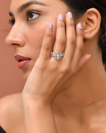 Thumbnail for VOJ Silver-Plated Cubic Zirconia Studded Adjustable Finger Ring