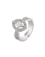 Thumbnail for VOJ Silver-Plated Cubic Zirconia Studded Adjustable Finger Ring