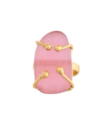 Thumbnail for VOJ Stainless Steel Gold Polished Stone-Studded Adjustable Finger Ring
