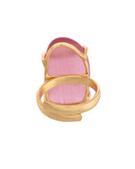 Thumbnail for VOJ Stainless Steel Gold Polished Stone-Studded Adjustable Finger Ring