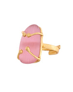 Thumbnail for VOJ Stainless Steel Gold Polished Stone-Studded Adjustable Finger Ring
