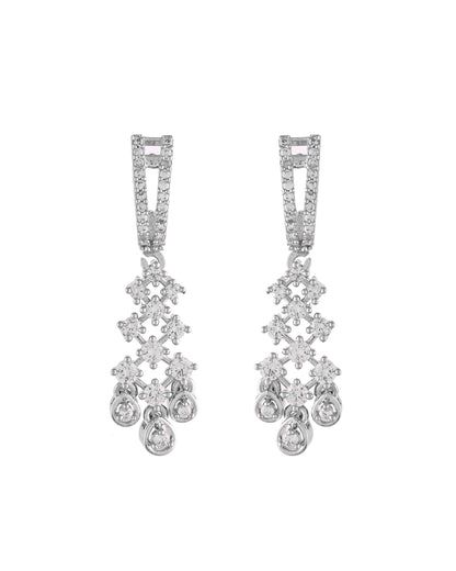 VOJ Silver Plated CZ- Stone Studded Designer Jewellery Set - Dista