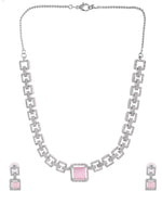 Thumbnail for VOJ Silver Plated AD-Stone Studded Square Shaped Jewellery Set