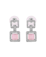 Thumbnail for VOJ Silver Plated AD-Stone Studded Square Shaped Jewellery Set