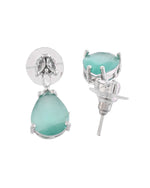 Thumbnail for VOJ Silver Plated Sea Green Stone Studded Necklace Set